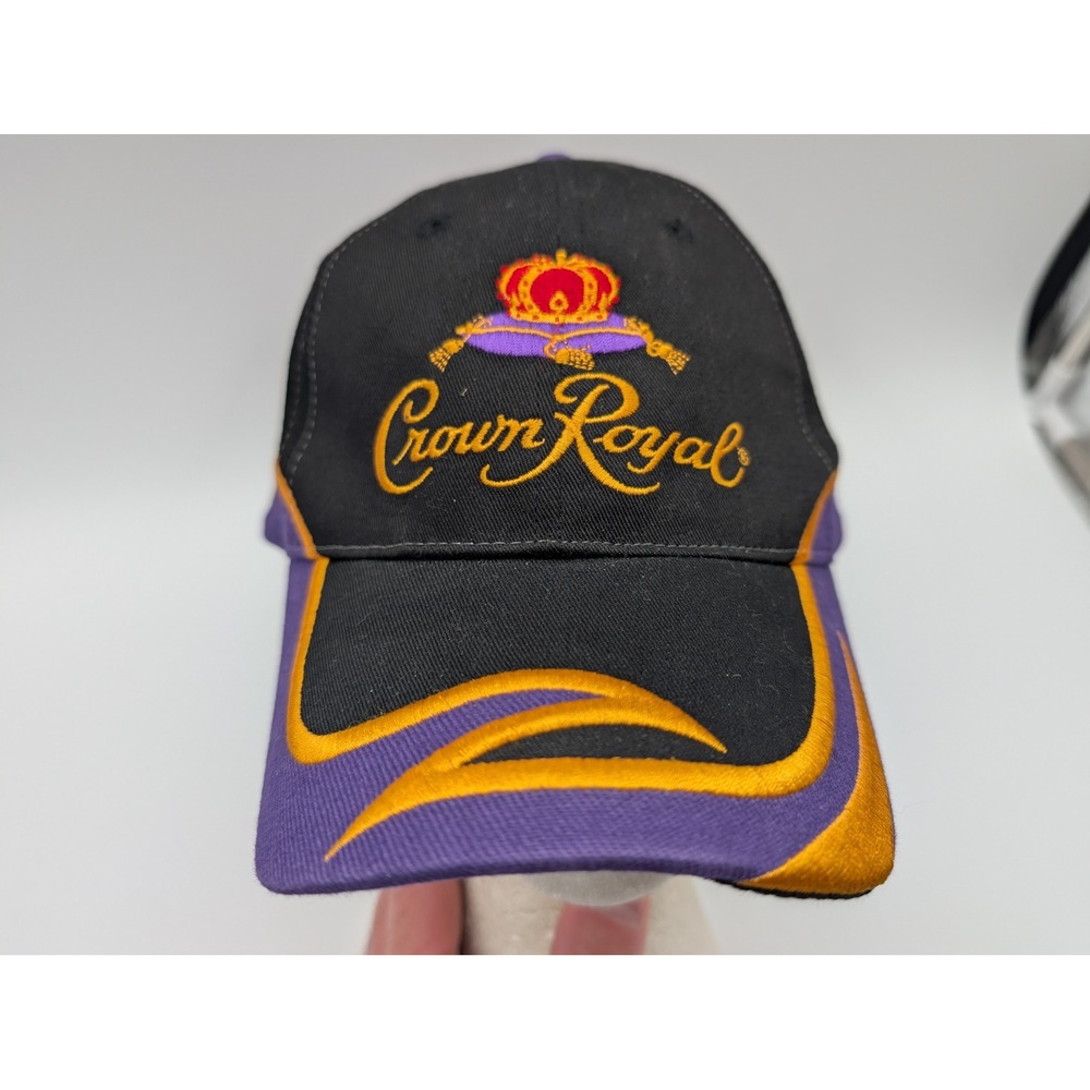 Crown Royal Championship Racing Hat Black Purple Gold Embroidered Adjustable Cap